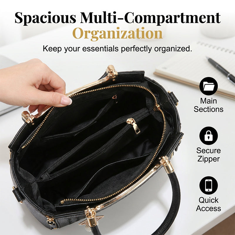 3 PCS Women's Elegant Embroidered Pattern Tote Bag