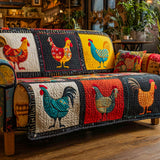 Sunrise Rooster Quilted Sofa Cover